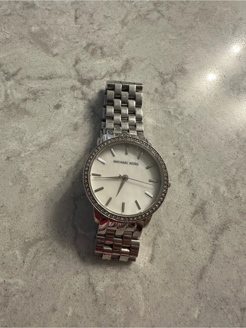 Michael Kors Silver Crystal-Trim Stainless Steel Watch